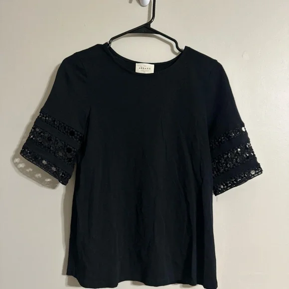 Sezane Black Hortense T-Shirt Size Medium - Picture 5 of 8